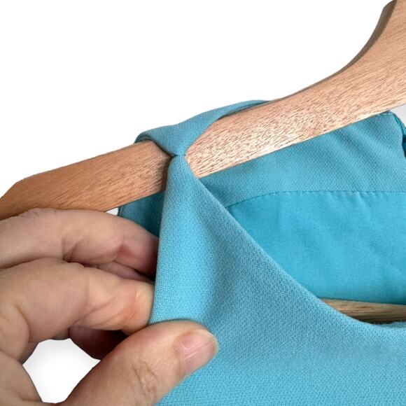 Black Halo Teal Pabla One Sleeve High Neck Mini Sheath Dress Women's Size 12 - Picture 5 of 13